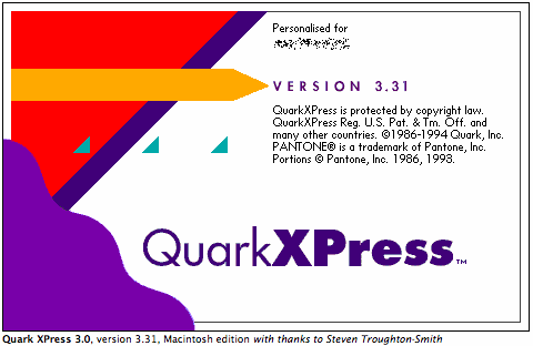Splash screen QuarkXPress 3.31 (1994)